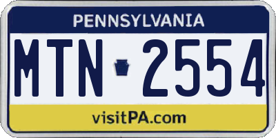 PA license plate MTN2554