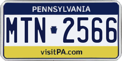 PA license plate MTN2566