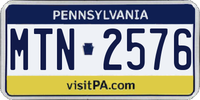PA license plate MTN2576
