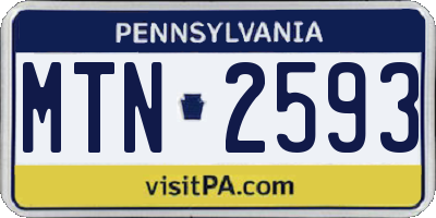 PA license plate MTN2593