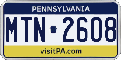 PA license plate MTN2608