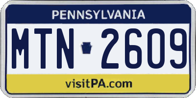 PA license plate MTN2609