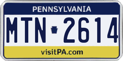 PA license plate MTN2614