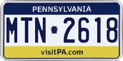 PA license plate MTN2618