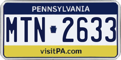 PA license plate MTN2633