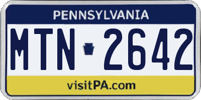 PA license plate MTN2642