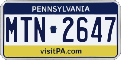 PA license plate MTN2647