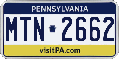 PA license plate MTN2662