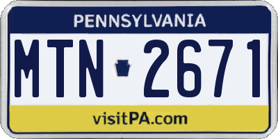 PA license plate MTN2671