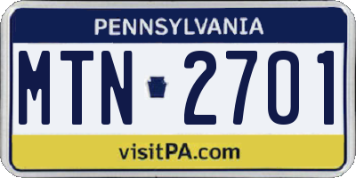 PA license plate MTN2701