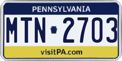 PA license plate MTN2703