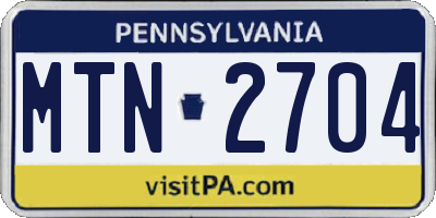 PA license plate MTN2704