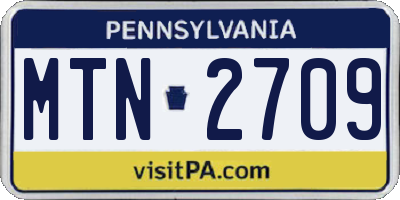 PA license plate MTN2709