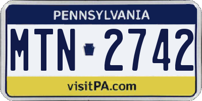 PA license plate MTN2742