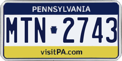 PA license plate MTN2743