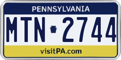 PA license plate MTN2744