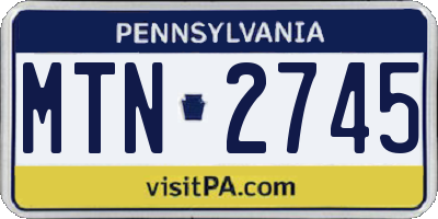 PA license plate MTN2745