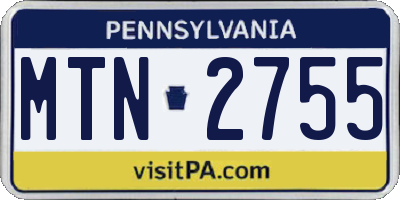 PA license plate MTN2755
