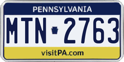 PA license plate MTN2763