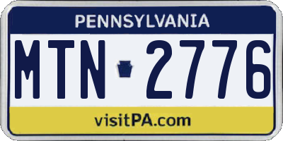 PA license plate MTN2776