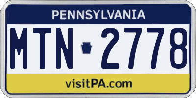PA license plate MTN2778