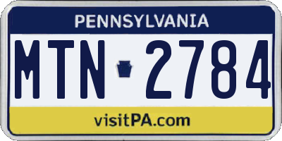 PA license plate MTN2784