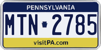 PA license plate MTN2785