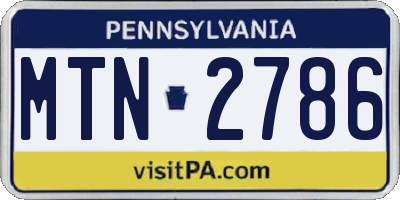 PA license plate MTN2786