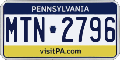 PA license plate MTN2796