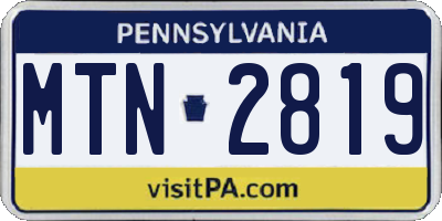 PA license plate MTN2819