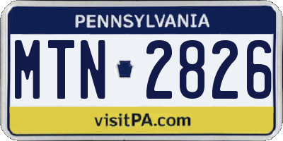 PA license plate MTN2826