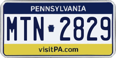 PA license plate MTN2829