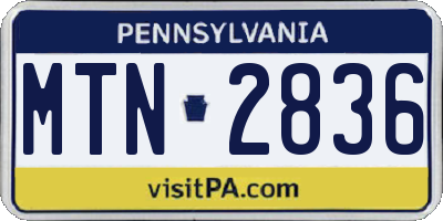 PA license plate MTN2836