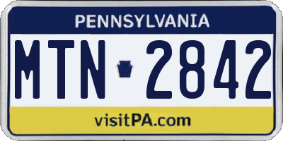 PA license plate MTN2842