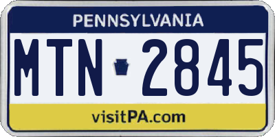 PA license plate MTN2845