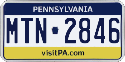 PA license plate MTN2846