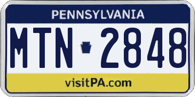 PA license plate MTN2848