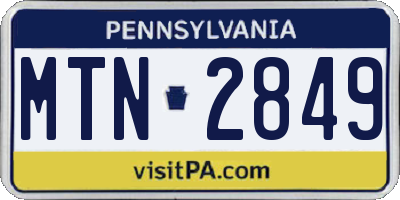 PA license plate MTN2849