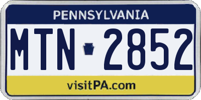 PA license plate MTN2852