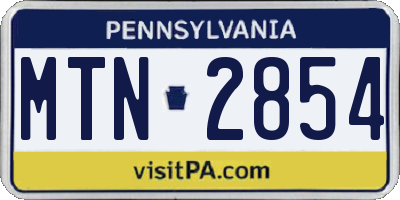 PA license plate MTN2854