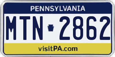 PA license plate MTN2862