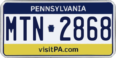 PA license plate MTN2868
