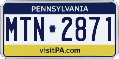PA license plate MTN2871