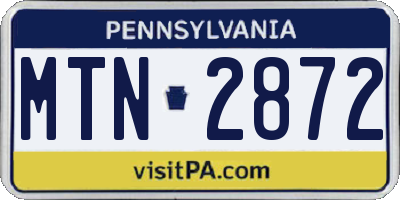 PA license plate MTN2872