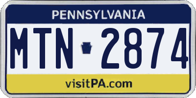 PA license plate MTN2874