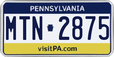 PA license plate MTN2875