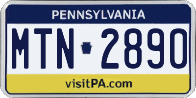 PA license plate MTN2890