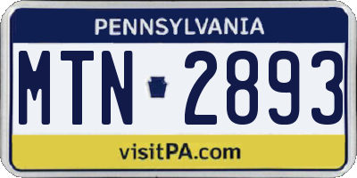 PA license plate MTN2893