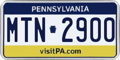 PA license plate MTN2900