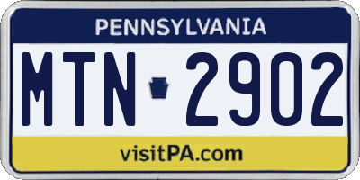 PA license plate MTN2902